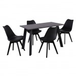 MARTIN Set Τραπεζαρία Τραπέζι 4 Καρέκλες MDF Grey Walnut Μέταλλο-Ξύλο-PP και PU Μαύρο c540187
