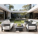 PALMER Set Καθιστικό ALU Ανθρακί Καναπές 2 Πολυθρόνες Τραπεζάκι Μαξιλάρια Μπεζ c540194