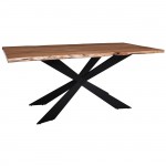 LIZARD-WT Τραπέζι Τραπεζαρίας Σαλονιού-Κουζίνας Μέταλλο Βαφή Μαύρο Ξύλο Ακακία Φυσικό c540199