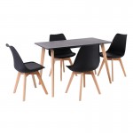 MARTIN Set Τραπεζαρία Τραπέζι 4 Καρέκλες MDF Μαύρο - Οξιά Φυσικό PP Μαύρο c540207