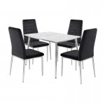 JETTA-OSLO Set Τραπεζαρία Τραπέζι 4 Καρέκλες Χρώμιο - Sintered Stone - Velure Μαύρο c540209