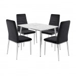 JETTA-OSLO Set Τραπεζαρία Τραπέζι 4 Καρέκλες Χρώμιο - Sintered Stone - Velure Μαύρο c540209
