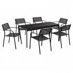 ROMA-MODIAL Set Τραπεζαρία Τραπέζι 6 Πολυθρόνες Μέταλλο Μαύρο c540211