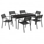 ROMA-MODIAL Set Τραπεζαρία Τραπέζι 6 Πολυθρόνες Μέταλλο Μαύρο c540211