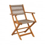 SPRING Πολυθρόνα Πτυσσόμενη Βεράντας - Κήπου Ξύλο Ακακία Φυσικό Rope Wicker Μπεζ SET 2τμχ c540220