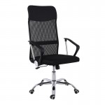 BF2400-W Πολυθρόνα Γραφείου Διευθυντή Βάση Χρώμιο Pu Μαύρο Mesh Μαύρο c540223