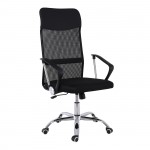 BF2400-W Πολυθρόνα Γραφείου Διευθυντή Βάση Χρώμιο Pu Μαύρο Mesh Μαύρο c540223