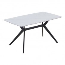 GALI Τραπέζι Τραπεζαρίας- Κουζίνας Μέταλλο Βαφή Μαύρο Sintered Stone White Marble c540232