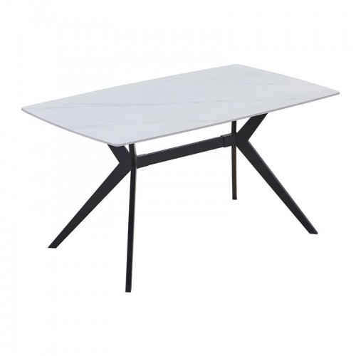 GALI Τραπέζι Τραπεζαρίας- Κουζίνας Μέταλλο Βαφή Μαύρο Sintered Stone White Marble c540232