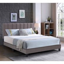 ALLEGRO Κρεβάτι Διπλό 140x190cm Ύφασμα Cappuccino με Κεφαλάρι πολλαπλών θέσεων c540237