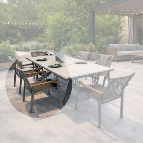 SIERRA Πολυθρόνα Dining Στοιβαζόμενη Αλουμινίου Γκρι Padded κάθισμα Flat Wicker c540240