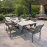 SIERRA Set Τραπεζαρία Τραπέζι 6 Πολυθρόνες Αλουμίνιο Γκρι Επιφάνεια PSP White Oak c540241