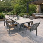 SIERRA Set Τραπεζαρία Τραπέζι 6 Πολυθρόνες Αλουμίνιο Γκρι Επιφάνεια PSP White Oak c540241