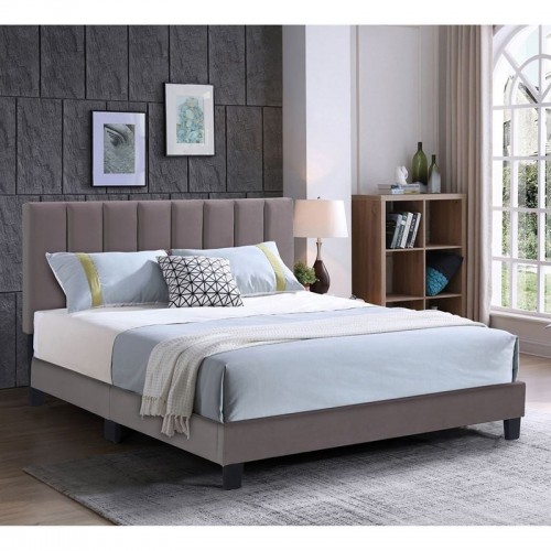 ALLEGRO Κρεβάτι Υπέρδιπλο 180x200cm Ύφασμα Cappuccino με Κεφαλάρι πολλαπλών θέσεων c540243