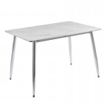 OSLO Τραπέζι Κουζίνας- Εστιατορίου Μέταλλο Χρώμιο -Sintered Stone White Marble c540245