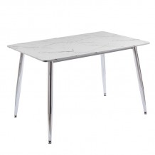 OSLO Τραπέζι Κουζίνας- Εστιατορίου Μέταλλο Χρώμιο -Sintered Stone White Marble c540245