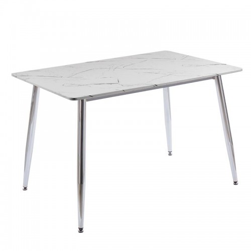 OSLO Τραπέζι Κουζίνας- Εστιατορίου Μέταλλο Χρώμιο -Sintered Stone White Marble c540245