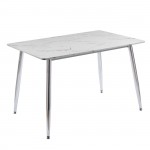 OSLO Τραπέζι Κουζίνας- Εστιατορίου Μέταλλο Χρώμιο -Sintered Stone White Marble c540245
