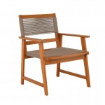 SPRING Living Πολυθρόνα Βεράντας - Κήπου Ξύλο Ακακία Φυσικό Rope Wicker Μπεζ c540246