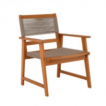 SPRING Living Πολυθρόνα Βεράντας - Κήπου Ξύλο Ακακία Φυσικό Rope Wicker Μπεζ c540246