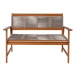 SPRING Living Καναπές 2θέσιος Καθιστικού Βεράντας-Κήπου Ακακία Φυσικό-Rope Wicker Μπεζ c540247