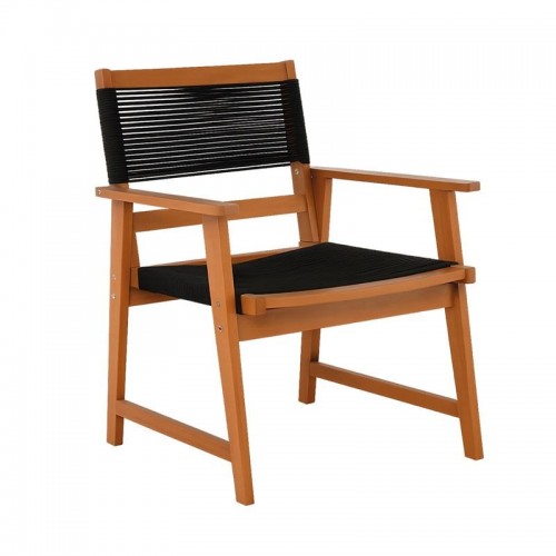 SPRING Living Πολυθρόνα Βεράντας - Κήπου Ξύλο Ακακία Φυσικό Rope Wicker Μαύρο c540249