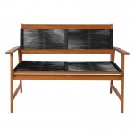 SPRING Living Καναπές 2θέσιος Καθιστικού Βεράντας-Κήπου Ακακία Φυσικό-RopeWicker Μαύρο c540250