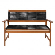 SPRING Living Καναπές 2θέσιος Καθιστικού Βεράντας-Κήπου Ακακία Φυσικό-RopeWicker Μαύρο c540250