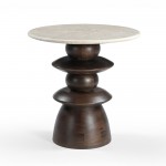 BEATLE SIDE TABLE ΚΑΦΕ ΣΚΟΥΡΟ BEIGE ΜΕ ΟΨΗ ΜΑΡΜΑΡΟΥ 50x50x50cm c540267