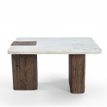 FORES COFFEE TABLE ΚΑΦΕ ΣΚΟΥΡΟ ΛΕΥΚΟ ΜΕ ΟΨΗ ΜΑΡΜΑΡΟΥ 76x76x40cm c540269