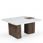 FORES COFFEE TABLE ΚΑΦΕ ΣΚΟΥΡΟ ΛΕΥΚΟ ΜΕ ΟΨΗ ΜΑΡΜΑΡΟΥ 76x76x40cm c540269