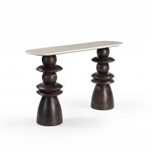 BEATLE ΚΟΝΣΟΛΑ ΚΑΦΕ BEIGE ΜΕ ΟΨΗ ΜΑΡΜΑΡΟΥ 130x35x77cm c540276