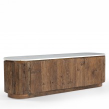 FORES TV STAND ΚΑΦΕ ΛΕΥΚΟ ΜΕ ΟΨΗ ΜΑΡΜΑΡΟΥ 167x43x45cm c540278