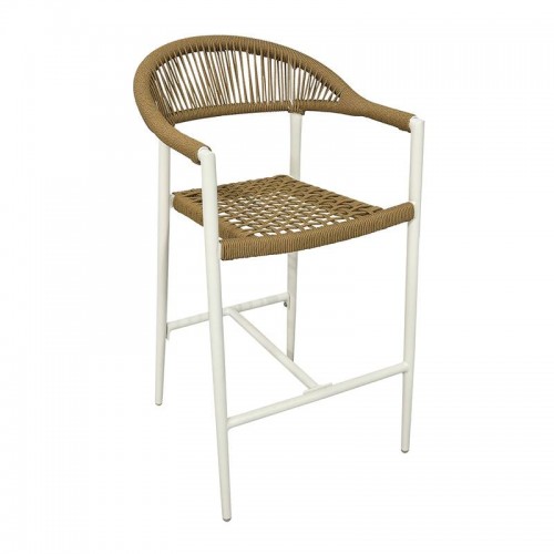 Manon Σκαμπό Bar ALU Άσπρο Rope Wicker Φυσικό c540375