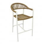 Manon Σκαμπό Bar ALU Άσπρο Rope Wicker Φυσικό c540375
