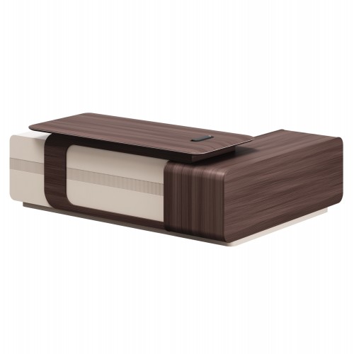 ΓΡΑΦΕΙΟ ΑΡΙΣΤΕΡΗ ΓΩΝΙΑ ΣΕΙΡΑ PRESIDENT HM2146L ΜΕΛΑΜΙΝΗ ΣΕ ΚΑΡΥΔΙ-ΜΠΕΖ 240x180x76Υεκ c540403