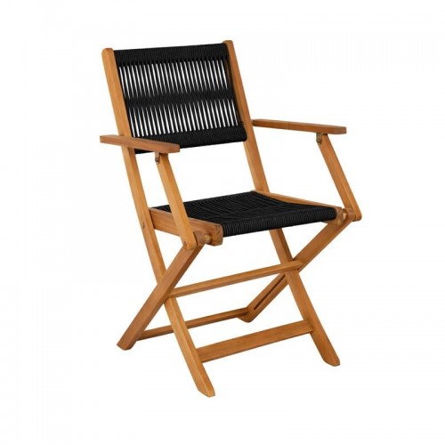 SPRING Πολυθρόνα Πτυσσόμενη Βεράντας - Κήπου Ξύλο Ακακία Φυσικό Rope Wicker Μαύρο SET 2τμχ c540409