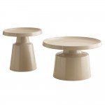 MOUSSE COFFEE TABLE SET 2ΤΕΜ CREAM CREAM 70x70x50cm c540490