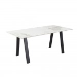 NOTTE ΤΡΑΠΕΖΙ ΛΕΥΚΟ ΠΕΤΡΑ ΜΑΥΡΟ 180x90x76cm c540493