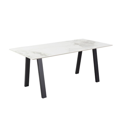 NOTTE ΤΡΑΠΕΖΙ ΛΕΥΚΟ ΠΕΤΡΑ ΜΑΥΡΟ 180x90x76cm c540493