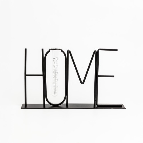 HOME ΔΙΑΚΟΣΜΗΤΙΚΗ ΕΠΙΓΡΑΦΗ 38x5x22cm ΜΕΤΑΛΛΟ ΜΑΥΡΟ ΓΥΑΛΙ c540518