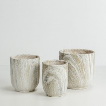 PEDRA ΓΛΑΣΤΡΑ ΣΕΤ 3ΤΜΧ 30x30x31cm ΚΕΡΑΜΙΚΟ ΜΠΕΖ ΛΕΥΚΟ c540606