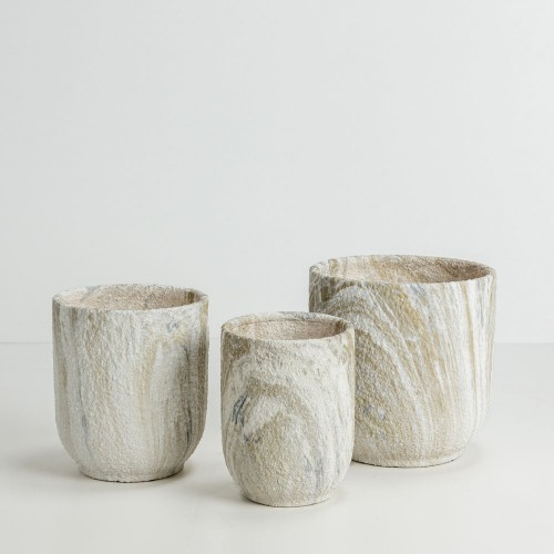 PEDRA ΓΛΑΣΤΡΑ ΣΕΤ 3ΤΜΧ 30x30x31cm ΚΕΡΑΜΙΚΟ ΜΠΕΖ ΛΕΥΚΟ c540606