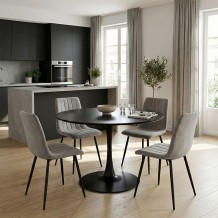 Τραπεζαρία Balou-Noor pakoworld σετ 5τεμ MDF μαύρο-γκρι Φ120x73εκ c540779