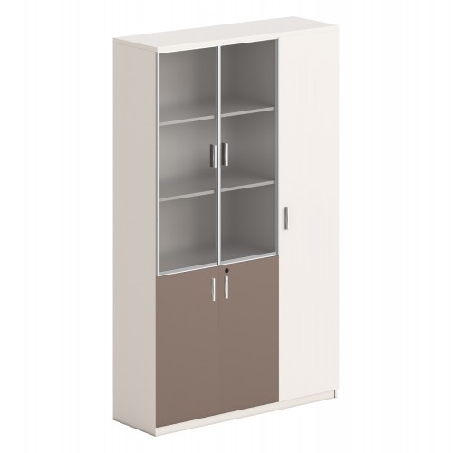 ΒΙΒΛΙΟΘΗΚΗ ΝΤΟΥΛΑΠΙ NEWLINE HM18280 ΜΕΛΑΜΙΝΗ ΛΕΥΚΗ-ΑΝΟΙΧΤΟ ΚΑΦΕ--ΓΥΑΛΙ 120x40x200Υεκ c540785