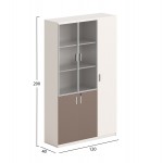 ΒΙΒΛΙΟΘΗΚΗ ΝΤΟΥΛΑΠΙ NEWLINE HM18280 ΜΕΛΑΜΙΝΗ ΛΕΥΚΗ-ΑΝΟΙΧΤΟ ΚΑΦΕ--ΓΥΑΛΙ 120x40x200Υεκ c540785