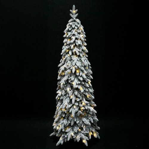 SNOWFALL FIR ΧΡΙΣΤΟΥΓΕΝΝΙΑΤΙΚΟ ΔΕΝΤΡΟ ΧΙΟΝΙΣΜΕΝΟ ΜΕ LED 80x80x210cm PE PVC ΠΡΑΣΙΝΟ ΛΕΥΚΟ LED COPPER c540797