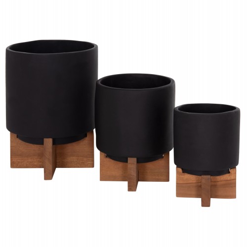 ΣΕΤ 3 ΓΛΑΣΤΡΕΣ ΜΕ TEAK ΒΑΣΕΙΣ TANTI HM4685 01 FIBER CEMENT ΣΕ ΜΑΥΡΟ ΧΡΩΜΑ c540861