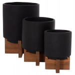 ΣΕΤ 3 ΓΛΑΣΤΡΕΣ ΜΕ TEAK ΒΑΣΕΙΣ TANTI HM4685 01 FIBER CEMENT ΣΕ ΜΑΥΡΟ ΧΡΩΜΑ c540861