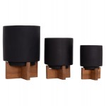 ΣΕΤ 3 ΓΛΑΣΤΡΕΣ ΜΕ TEAK ΒΑΣΕΙΣ TANTI HM4685 01 FIBER CEMENT ΣΕ ΜΑΥΡΟ ΧΡΩΜΑ c540861